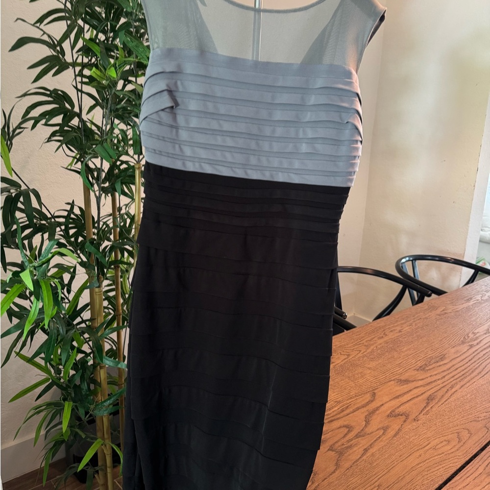 Black & Gray Sheer Panel Bandage Dress – Elegant Cocktail Style (Size M)